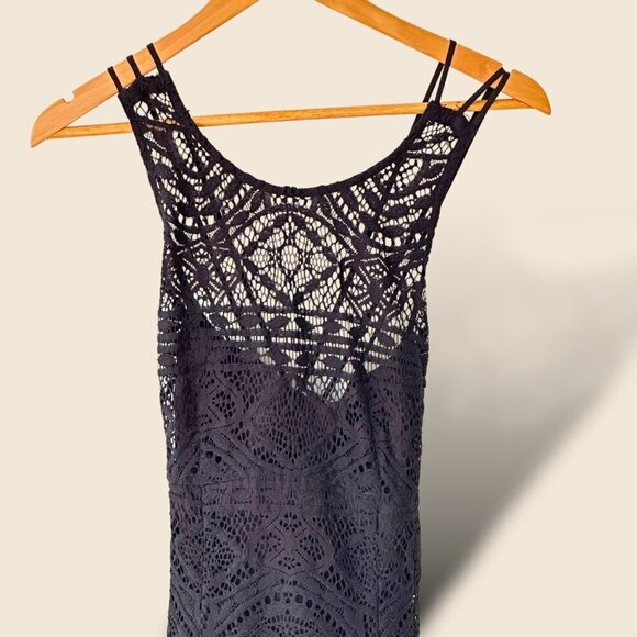 Nanette Lepore Black Lace Overlay Whimsygoth Dress Strappy Back Lined Size 8 - Picture 2 of 9
